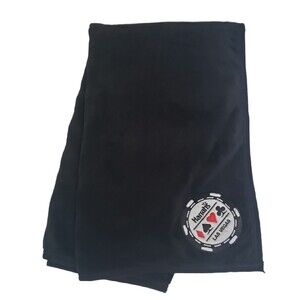 Fleece Throw Blanket Harrahs Las Vegas Black w Logo 100% Polyester 58x49 inches